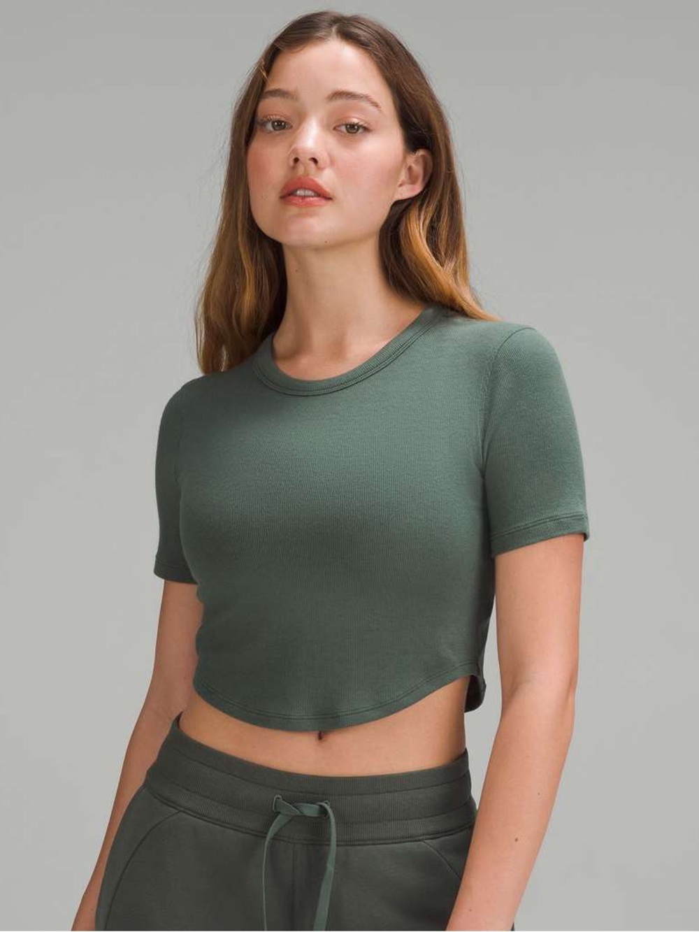 Lululemon Hold Tight Cropped T-Shirt Dark Forest